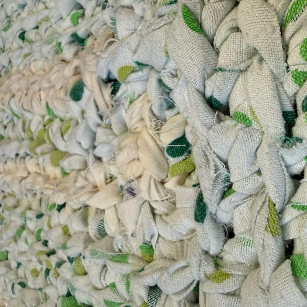 Handmade crocheted rag rug bathroom mat 18x28” rectangular
